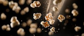 Popcorn explosion on a black background by Poster Art Shop