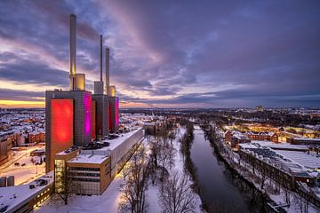 Winter zonsondergang in Hannover van Michael Abid