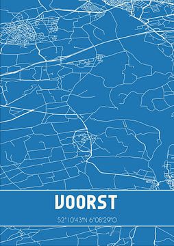 Blauwdruk | Landkaart | Voorst (Gelderland) van MijnStadsPoster