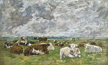 Herd of cows under a stormy sky, Eugene Boudin