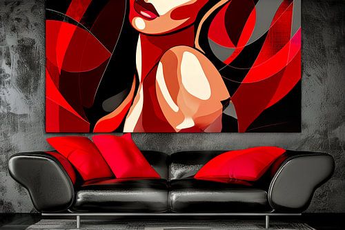 vrouw abstract portret boven de bank