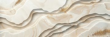 Beige met goud abstracte kunst met stenen als panorama wanddecoratie van Digitale Schilderijen