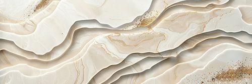 Beige met goud abstracte kunst met stenen als panorama wanddecoratie