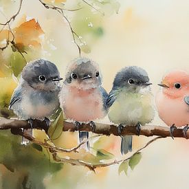 Birds on a branch by Bianca ter Riet