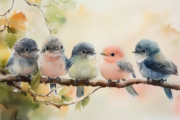 Birds on a branch by Bianca ter Riet