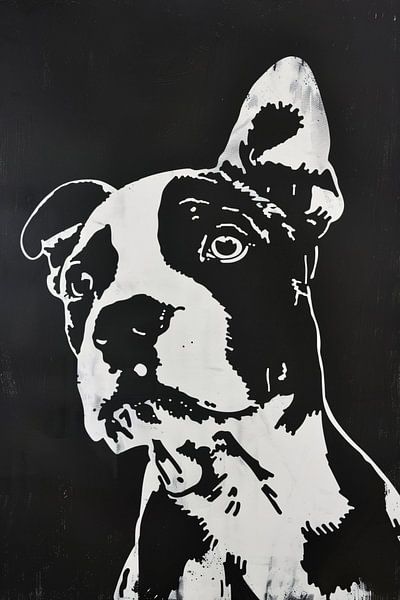 Minimalist Street Dog Portrait by Imperial Art House
