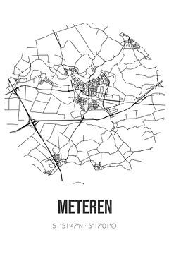 Meteren (Gueldre) | Carte | Noir et blanc sur Rezona
