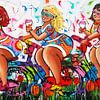  Ladies on the bike by Vrolijk Schilderij