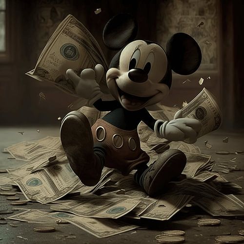 Mickey Mouse met bankbiljetten van Daniel Kogler