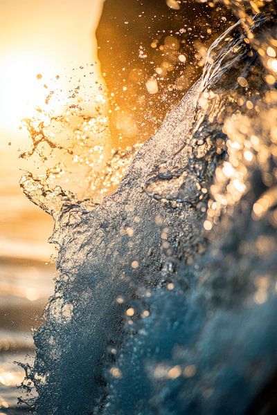Sunset over splashing water by Poster Art Shop