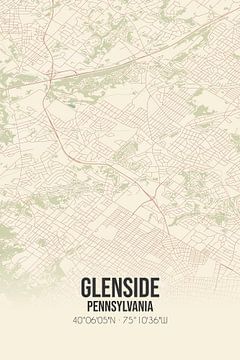 Alte Karte von Glenside (Pennsylvania), USA. von Rezona