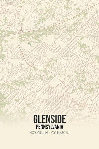 Alte Karte von Glenside (Pennsylvania), USA.