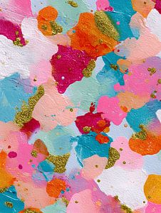 Explosion de couleurs en bleu, rose et orange