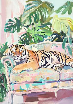 Tiger on the sofa by Niklas Maximilian