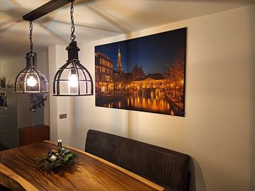 Klantfoto: Leiden bij nacht: Het Stadhuis en de Koornbrug in sfeervol licht van Leanne lovink