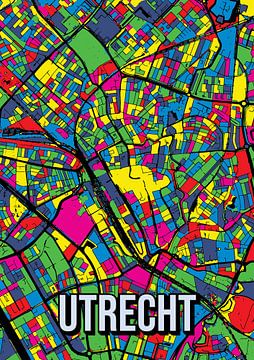 Utrecht Pop Art Stadskaart Plattegrond van Jorn van Hezik