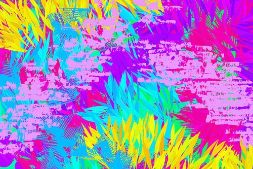 Pop van kleur. Abstracte kunst in neonkleuren. Zomermiddag