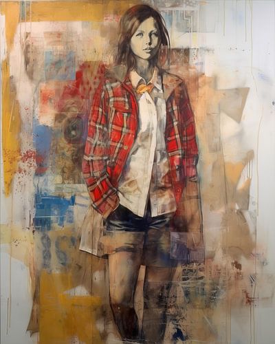 Moderne collage: portret van een jonge vrouw