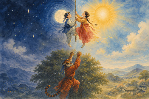 Die Geschwister, die zu Sonne und Mond wurden