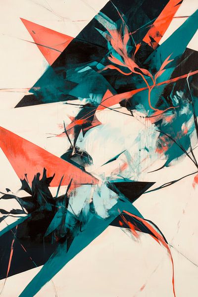 Geometrisches Farbspiel mit Pflanzenmotiven von Poster Art Shop