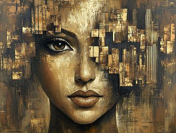 Vrouw Geometrie | Industrial Femme Abstract van Blikvanger Schilderijen