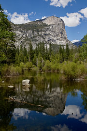 Mirror Lake en Half Dome in Yosemite National Park van Kreekoor - Fotografie