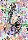 Kleurig graffiti kunstwerk zeemeermin met een sierlijke staart van Emiel de Lange thumbnail