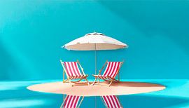Parasol met ligstoelen