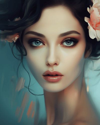 Digital art portret in pastelkleuren