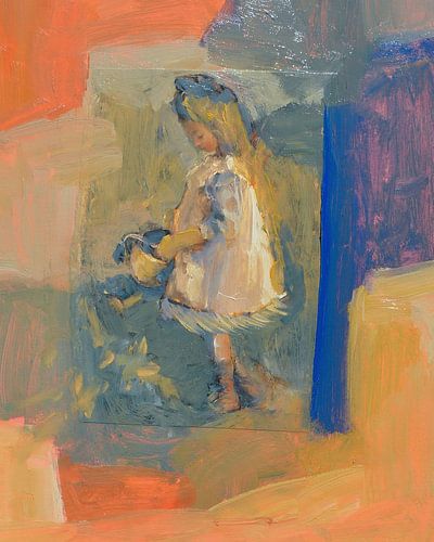 Albertine in de tuin met gieter