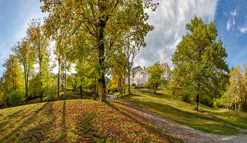 Kasteel Schloss Bruck,  Museum der Stadt Lienz,  herfstkleuren in een park, Lienz, Osttirol, Oostenrijk van Rene van der Meer