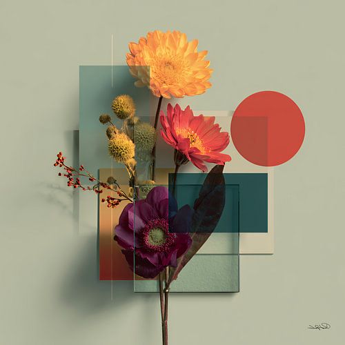 Abstract met bloemen