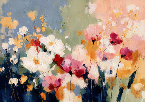 Abstract flower meadow in oil by Niklas Maximilian