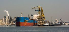 Een panorama overzicht van de haven Amsterdam van scheepskijkerhavenfotografie