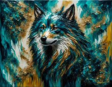 Abstracte wolvenkunst 5 van Johanna's Art