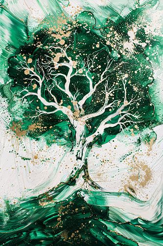 Abstract schilderij van dynamische boom