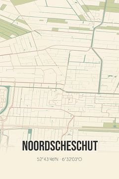 Vintage landkaart van Noordscheschut (Drenthe) van Rezona