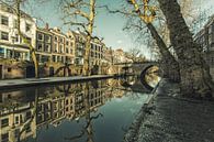 Verwaiste Brücke über die Oudegracht an einem sonnigen Wintertag von André Blom Fotografie Utrecht Miniaturansicht