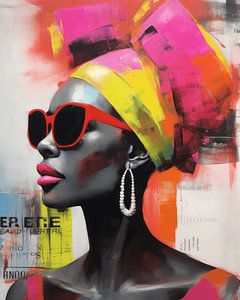 Pop art colourful portrait in collage style by Studio Allee