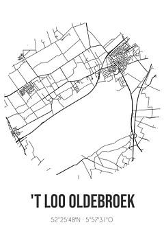 't Loo Oldebroek (Gelderland) | Karte | Schwarz und Weiß von Rezona