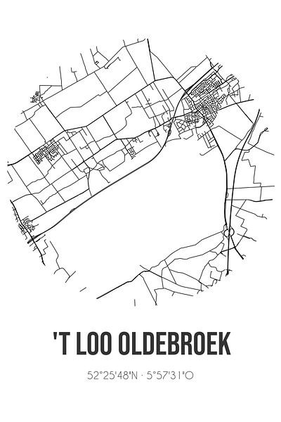 't Loo Oldebroek (Gelderland) | Map | Black and White by Prints of Place