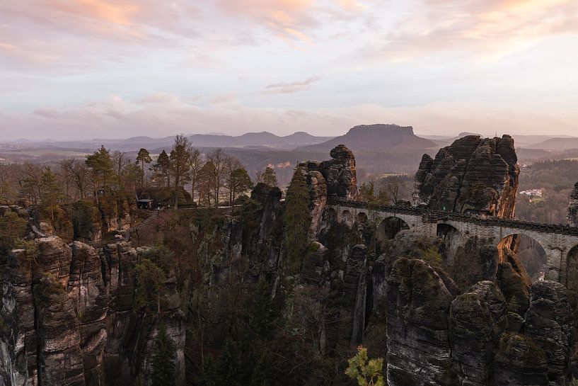 View of the Bastei Bridge at sunset by Alexander Ließ