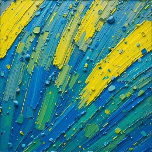 Geel Strook minimalist Schilderij