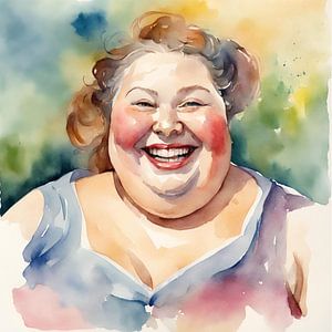 Gemütliche Dame mit lockigem Haar