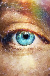 Jahreslosung 2023 Auge Gottes in Regenbogenfarben