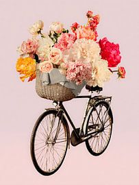 Fiets met bloemen in pastel sfeer
