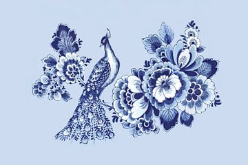 Peacock in Delft Blue Fantasy by Alie Ekkelenkamp
