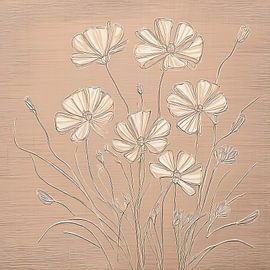 Illustration botanique : Fleurs sur texture de lin sur Studio Pieternel