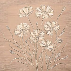 Botanische Illustration: Blumen auf Leinen Textur