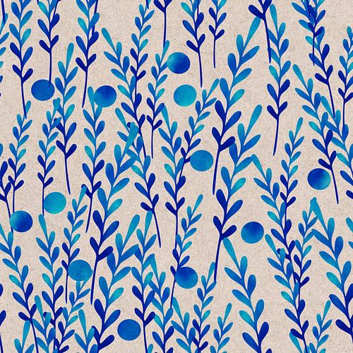 Blauwe bessen en bladeren. Vintage look botanische illustratie